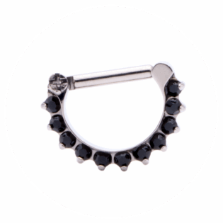 Black 11 Zircons Segment Ring Clicker