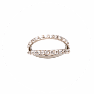 Double Line Zircons Angle Segment Ring