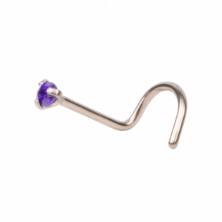 Prongset Purple Zirconia Curved Nostril
