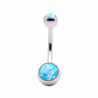 White Opal Titanium Navel Piercing – ASTM F136 Biocompatible Jewelry