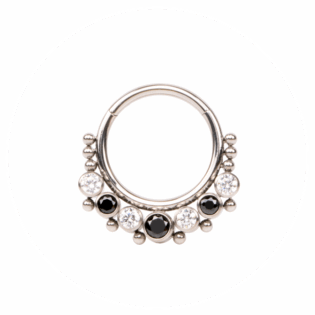 Bague multigem à segments noirs et blancs